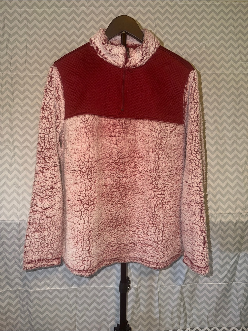 Athletic Works Pink and Maroon Teddy Fleece Jacket